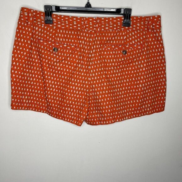 Ann Taylor LOFT Shorts Women 16 Orange Dot Flat Front Chino 100% Cotton - Picture 4 of 9